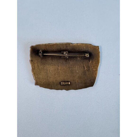 Vintage Brass Etched Tribal Dragon Design Brooch Pin by JJ 1988 - Picture 6 of 6